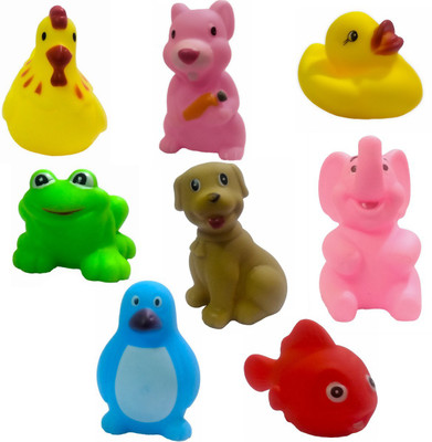 

Effe Shoppe Animal Toys with chu chu sound - Pack of 8 Baby Bath Toys Bath Toy(Multicolor)