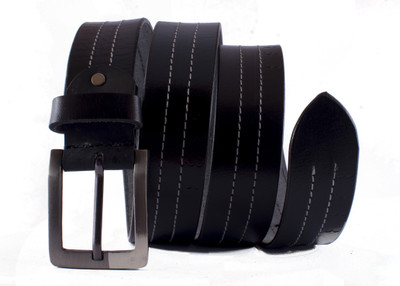 

U+N Men Casual Black Genuine Leather Belt