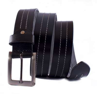 

U+N Men Casual Black Genuine Leather Belt