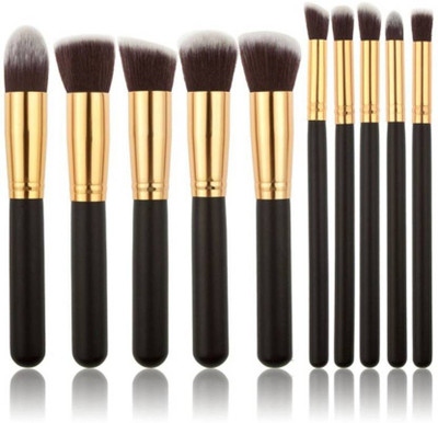 

Skinplus makeup brushes set soft & silky (black)(Pack of 10)