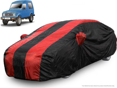 QualityBeast Car Cover For Maruti Suzuki Gypsy MG-410 (With Mirror Pockets)(Red, Black)