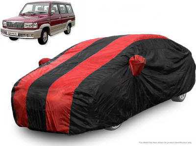 QualityBeast Car Cover For Toyota Qualis (With Mirror Pockets)(Red, Black)