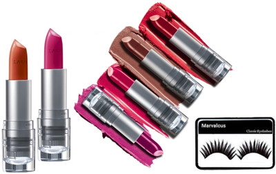 

Marvalous eyelashes with lakme 9 to 5 enrich matte finish lipstick (set of 6)(Set of 7)