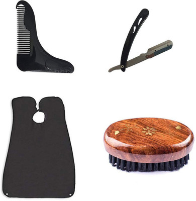 

Bueno Beard Accessories Combo For Men, Salon Use Beard Styling Tools For Boys With Cutting Sheet For Hair Cutting, Beard Comb For Perfect Beard Lines, Set Of 4, Pack Of 1(Set of 4)