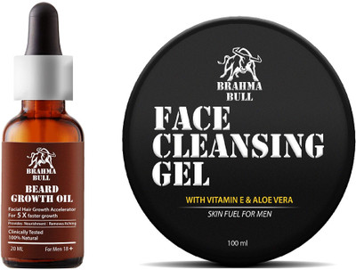 

Brahma Bull Beard Growth Oil, 20 ml + Face Cleansing Gel,100ml(Set of 2)