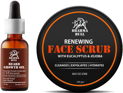 

Brahma Bull Beard Growth Oil, 20 ml + Renewing Face Scrub 100gm(Set of 2)