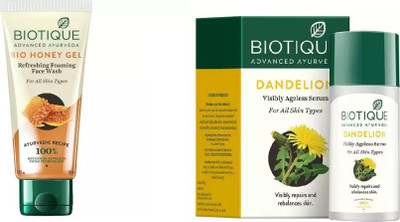 

BIOTIQUE BIO Honey Refreshing Foaming Face Wash, Dandelion Ageless Lightening Serum(Set of 2)