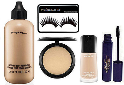 

professional kit Eyelashes with Mac Face & body Liquid Foundation , Studio Fix Compact , Mineralize Liquid Foundation , Padma Mascara(Set of 5)