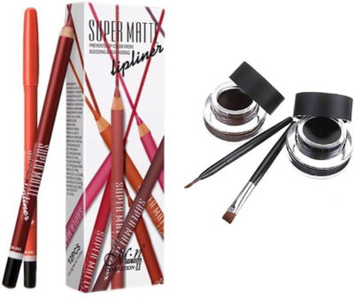 

Aaxyone Eye Liner Black Brown and Super Matte Lip Liner 12 Pencils(Set of 2)