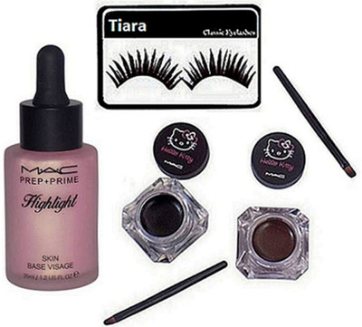 

tiara Eyelashes & Eyeliner , Prep +Prime Highlighter Skin Base Visage(Set of 3)