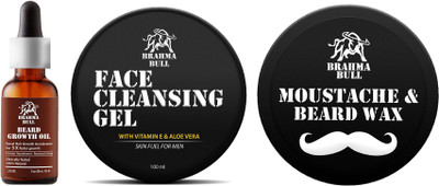 

Brahma Bull Beard Growth Oil, 20 ml + Face Cleansing Gel,100ml + Moustache and Beard Wax, 50g(Set of 3)