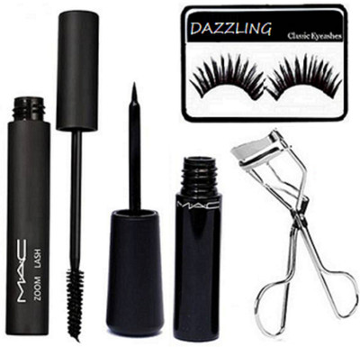 

DAZZLING Eyelashes, Zoom Lash Mascara, Waterproof Eyeliner with Eyelashes Curler(Set of 4)