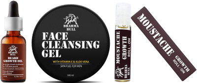 

Brahma Bull Beard Growth Oil, 20 ml + Face Cleansing Gel,100ml + Moustache Growth Roll On, 9ml(Set of 3)