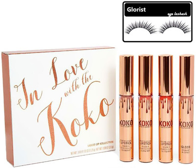 

glorist eyelashesh Kollection Matte Liquid Lipstick & Lip Gloss Set of 4(Set of 5)