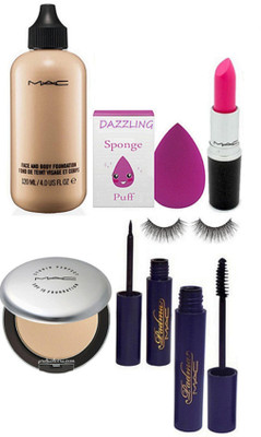 

DAZZLING Sponge Puff&Mac Face And Body Foundation & Studio Perfect Compact & Padma Eyeliner & Mascara & Eyelashes & Pink Lipstick(Set of 7)