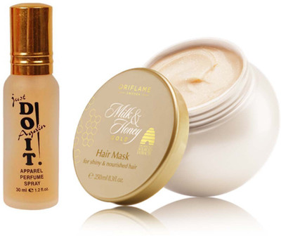 

Oriflame Sweden Milk and Honey Gold Hair Mask (250 ml) with one do it perfume 30 ml(Set of 2)