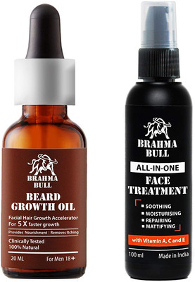 

Brahma Bull Beard Growth Oil, 20 ml + Face Treatment Lotion 100ml(Set of 2)