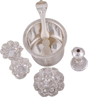

Shreeng silver plated pooja article no.3 5pcs. Stainless Steel(5 Pieces, Silver)