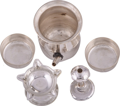 

Shreeng silver plated pooja article no.5 4pcs. Stainless Steel(5 Pieces, Silver)