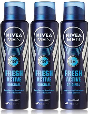 

Nivea fresh active Deodorant Spray - For Men(450 ml, Pack of 3)
