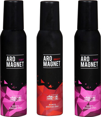 

AROCHEM ARO MAGNET TEMPT- 2 & ARO MAGNET GRAVITY PACK COMBO DEODORANT NEW LATEST COMBO PACK OF 3 200 ML BOTTAL PURE PERFUME NO ALCOHOL DYNAMIC DEODORANT BODY SPRAY Body Spray - For Men & Women(600 ml, Pack of 3)