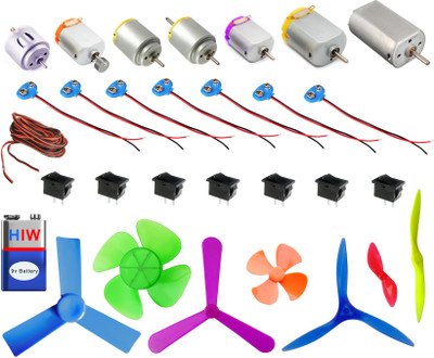 

NASA Tech 7 Different size shape DC hobby Motor, Propeller, Switch, Snap connector, wire set for DIY Science hobby kit Educational Electronic Hobby Kit