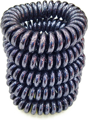 

FAIRYTALE Glittery Greyish Black Small Thick Spiral Hair Rubber Band Ponytail Holder Set Of 5 piece Rubber Band, Hair Band(Black)
