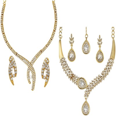 JEWELS GURU Alloy Gold-plated Gold, White Jewellery Set(Pack of 1)