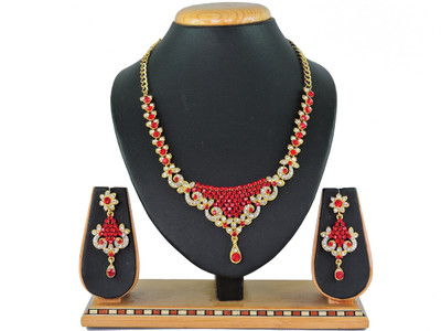 VATSALYA creation Alloy Gold-plated Red Jewellery Set(Pack of 1)