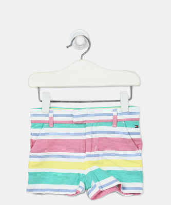 

Tommy Hilfiger Short For Girls Casual Striped Cotton(Multicolor, Pack of 1, Snow white