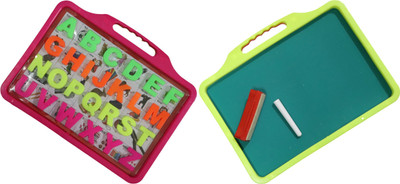 

Effe Shoppe 2-IN-1 Slate Board With Chalk, Duster and Alphabets for Kids Early Learning(Multicolor)