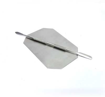 

UMRAI Stainless Steel Makeup Mixing Blending and Nail Art Paint Mixing Palette with Spatula Cosmetic Tool(Stainless Steal)