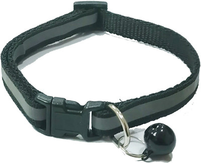 

101Lives Reflective Smoky Black with bell  Dog & Cat Everyday Collar(, BLACK