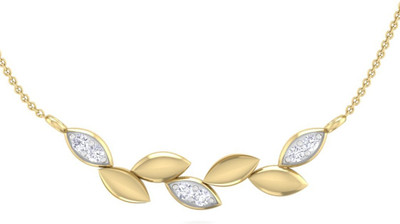 Perrian Diamond Studded Leaf Pendant Necklace With Chain, Jewelry Gift | G H Color, SI Clarity 18kt Yellow Gold Pendant Perrian Pendants Lockets