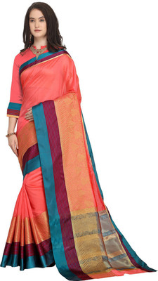 Ratnavati Woven Bollywood Cotton Blend, Art Silk Saree(Pink)