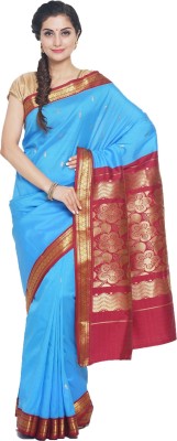 Sethukrishna Self Design Bollywood Art Silk Saree(Light Blue)