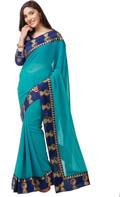 Mirchi Fashion Embroidered Fashion Faux Georgette Saree(Light Blue) Flipkart