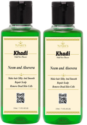 

Yuthee's Khadi Herbal Hair Cleanser Neem and Aloevera, Pack of 2 (210ml each)(420 ml)