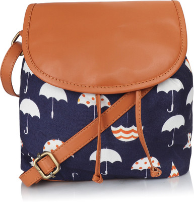 

Lychee Bags Women Casual Blue, Tan Canvas Sling Bag