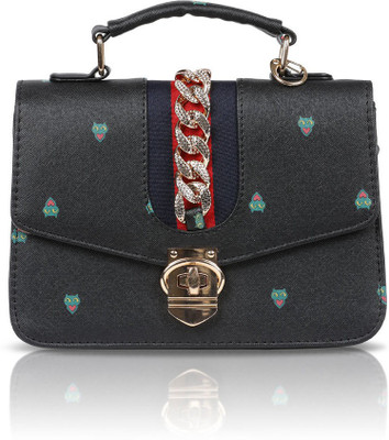 

Omnesta Women Evening/Party, Casual Black PU Sling Bag