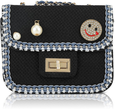 

Omnesta Women Evening/Party, Casual Black PU Sling Bag