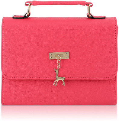 

Omnesta Women Evening/Party, Casual Pink PU Sling Bag