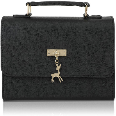 

Omnesta Women Evening/Party, Casual Black PU Sling Bag