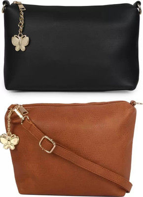 

Wrodss Women Casual Black, Tan PU Sling Bag