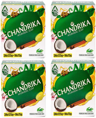 

CHANDRIKA Ayurvedic Handmade Soap 12 Of 125g and 4 Of 75g(1800 g, Pack of 16)