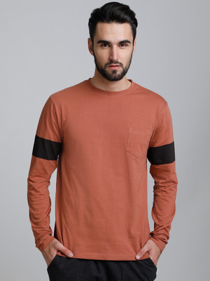 DILLINGER Solid Men Round or Crew Brown T-Shirt