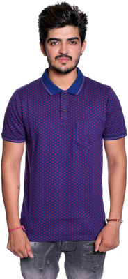 Le Bon Ton Printed Men Polo Neck Purple T-Shirt Flipkart
