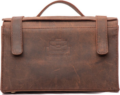 

Sandcraft Real Buffalo Leather unisex Cosmetic Bag Travel Toiletry Kit(Brown)