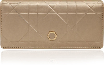 

beefashionable Women Gold Artificial Leather Wrist Wallet(6 Card Slots), Crome gold cross pocket backside;trendy gold