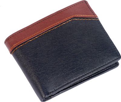 TITOS Men Black, Brown Artificial Leather Wallet(6 Card Slots), Black;tan